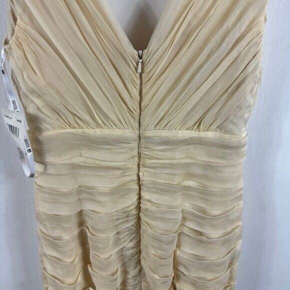 TADASHI SHOJI VINTAGE CREAM SILK RUCHED BODYCON DRESS - Picture 5 of 8
